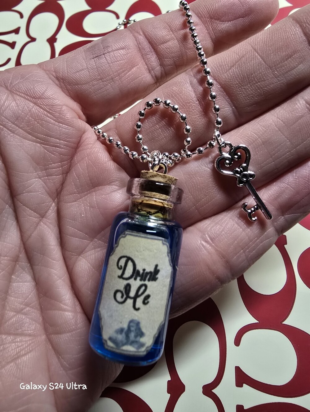 Alice In Wonderland Theme Adjustable Bottle w/ Key Necklace NEW